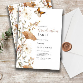 Invitación Elegante fiesta de graduación de Boho Wildflowers