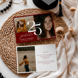 Invitación Elegante Fiesta de Graduación de Borgoña Clase 202