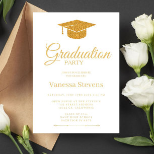 Invitación Elegante fiesta de graduación de caligrafía de oro