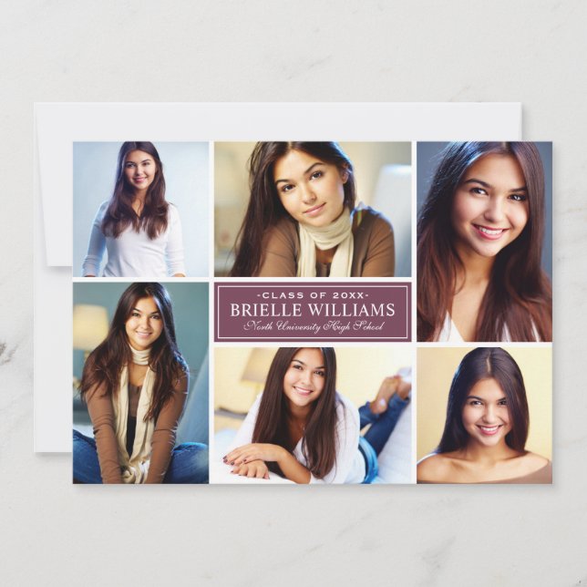 Invitación Elegante fiesta de graduación de Collage de fotos  (Anverso)