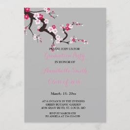 Invitación Elegante fiesta de graduación de color blanco rosa