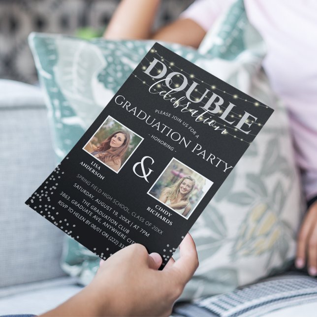 Invitación Elegante fiesta de graduación de doble celebración (Subido por el creador)