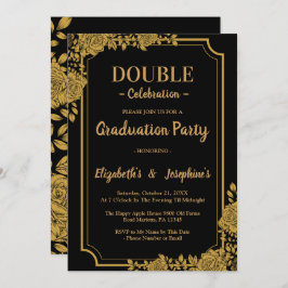 Invitación Elegante fiesta de graduación de doble celebración
