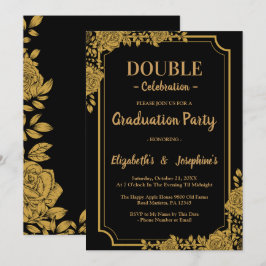 Invitación Elegante fiesta de graduación de doble celebración