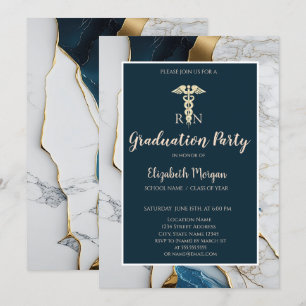 Invitación Elegante fiesta de graduación de enfermeras de oro