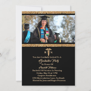 Invitación Elegante fiesta de graduación de enfermería con fo
