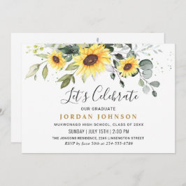 Invitación Elegante fiesta de graduación de Eucalipto Sunflow