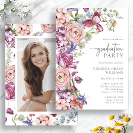 Invitación Elegante fiesta de graduación de Flor Silvestre