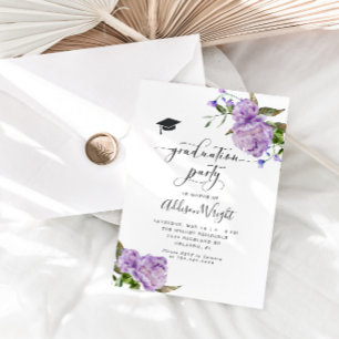 Invitación Elegante fiesta de graduación de flores moradas