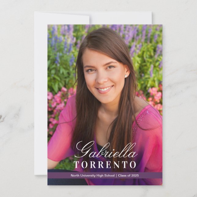 Invitación Elegante Fiesta de Graduación de Foto Personalizad (Anverso)