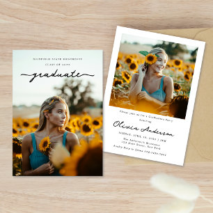 Invitación Elegante fiesta de graduación de fotos de guión co