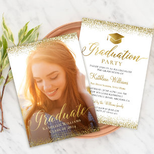 Invitación Elegante fiesta de graduación de fotos de Purpurin