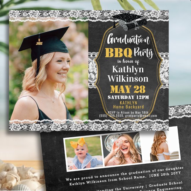 Invitación Elegante fiesta de graduación de fotos de Purpurin (Subido por el creador)