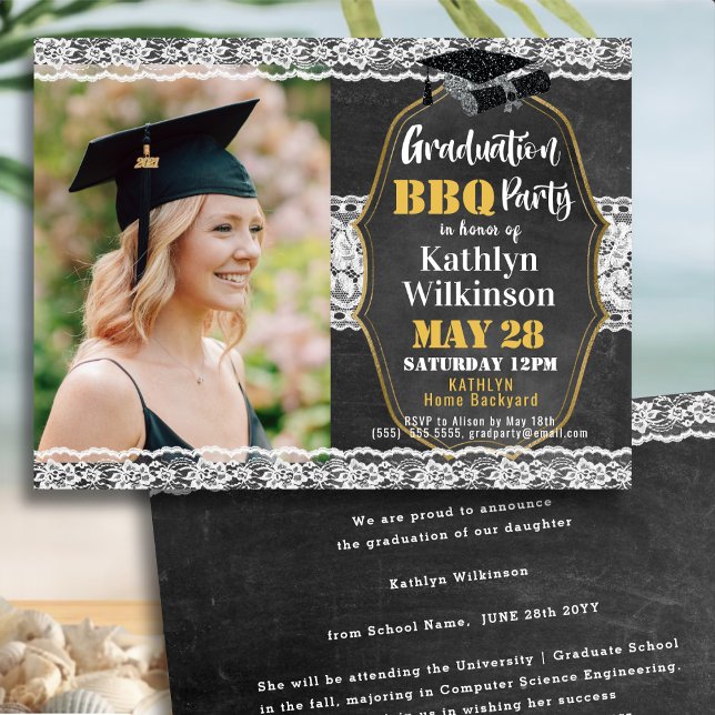 Invitación Elegante fiesta de graduación de fotos de Purpurin (Subido por el creador)