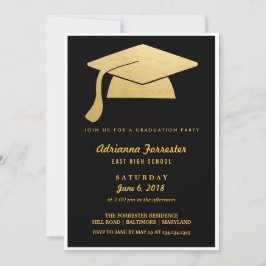 Invitación Elegante fiesta de graduación de Gorra Faux Relie