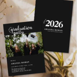 Invitación Elegante fiesta de graduación de guión con foto