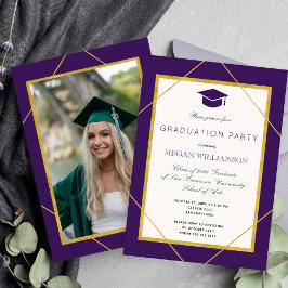 Invitación Elegante fiesta de graduación de guión de oro mora