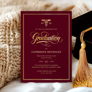 Invitación Elegante Fiesta de Graduación de la Escuela de Bor