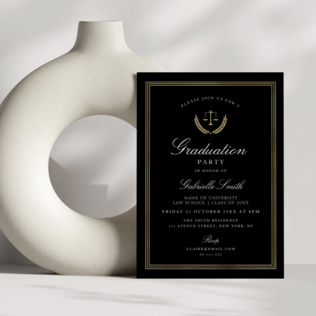 Invitación Elegante fiesta de graduación de la escuela de Der (Subido por el creador)