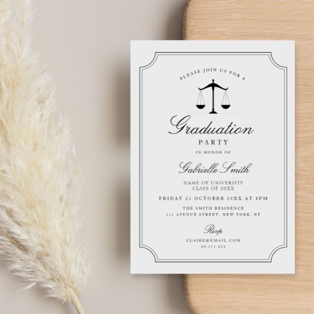 Invitación Elegante fiesta de graduación de la escuela de der (Subido por el creador)