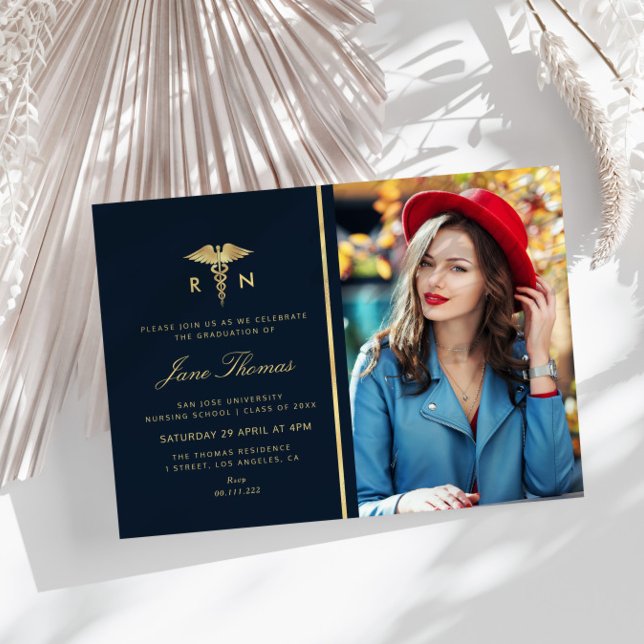 Invitación Elegante fiesta de graduación de la escuela de Enf (Subido por el creador)