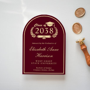 Invitación Elegante Fiesta de Graduación de la Escuela de Oro
