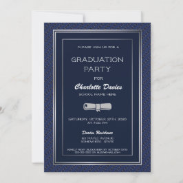Invitación Elegante fiesta de graduación de la frontera azul 