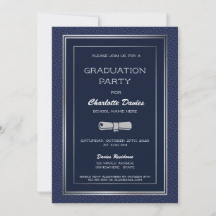 Invitación Elegante fiesta de graduación de la frontera azul 