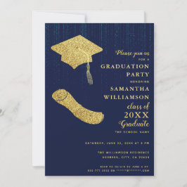 Invitación Elegante fiesta de graduación de la Marina Azul y