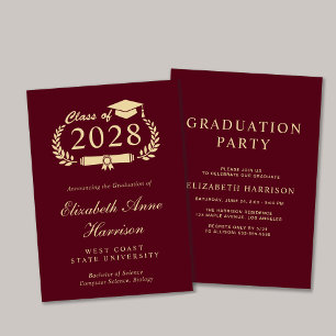 Invitación Elegante Fiesta de graduación de la Universidad de