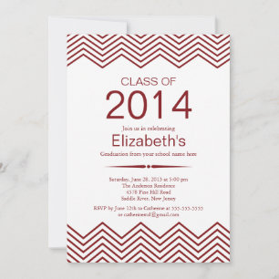 Invitación Elegante fiesta de graduación de Maroon Chevron