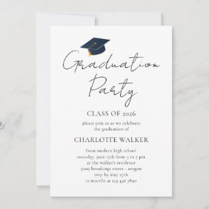 Invitación Elegante Fiesta de Graduación de Nombre de Senior 
