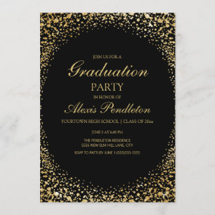 Invitación Elegante fiesta de graduación de Purpurina de oro