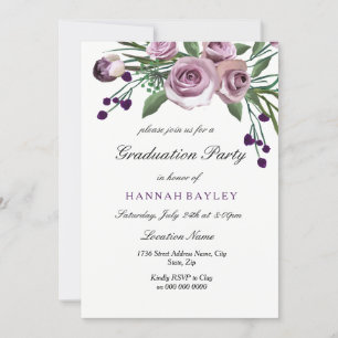 Invitación Elegante fiesta de graduación de Rosa morado