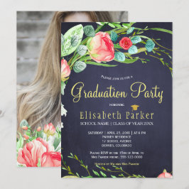 Invitación Elegante fiesta de graduación de rosas del jardín