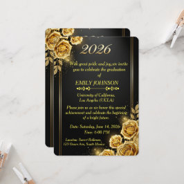 Invitación Elegante fiesta de graduación de rosas florales de