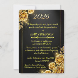Invitación Elegante fiesta de graduación de rosas florales de