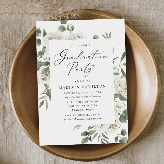 Invitación Elegante fiesta de graduación de vegetación floral (Subido por el creador)