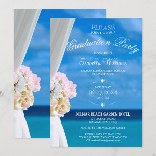 Invitación Elegante fiesta de graduación de verano en la play