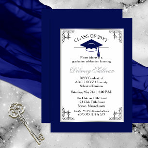 Invitación Elegante Fiesta de Graduación del Colegio Azul For