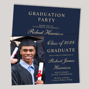 Invitación Elegante Fiesta de Graduación del Colegio Azul Fot