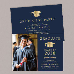 Invitación Elegante Fiesta de Graduación del Colegio Blue Gol