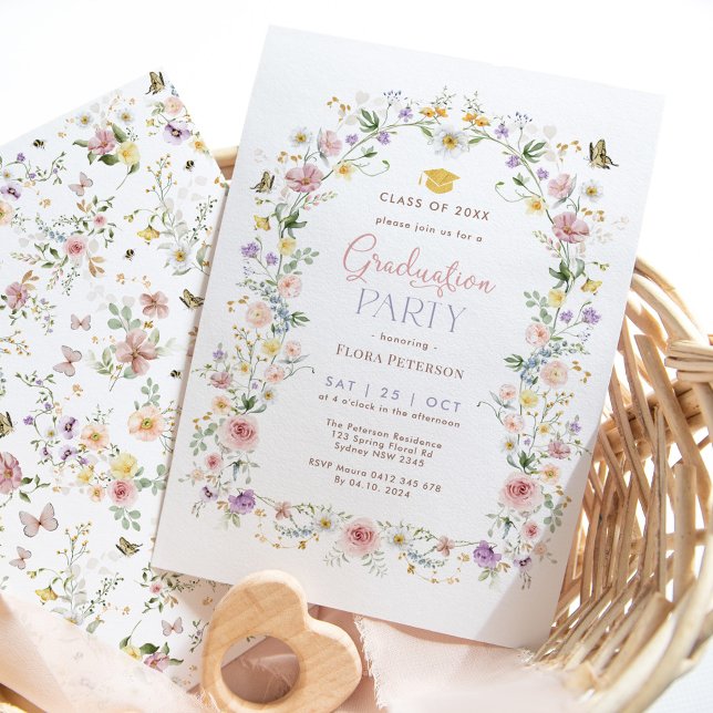 Invitación Elegante fiesta de graduación del jardín de flores (Subido por el creador)