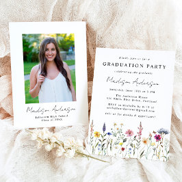 Invitación Elegante fiesta de graduación del prado de flores