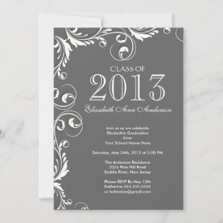 Invitación Elegante fiesta de graduación en blanco gris