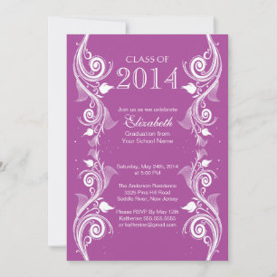 Invitación Elegante fiesta de graduación en blanco violeta