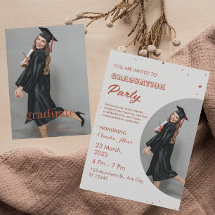 Invitación Elegante fiesta de graduación en rojo y blanco