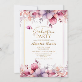 Invitación Elegante fiesta de graduación floral