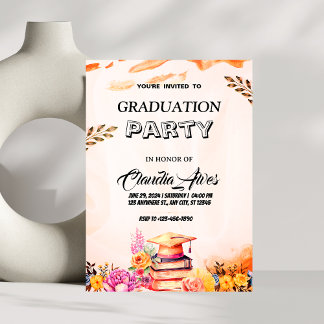 Invitación Elegante fiesta de graduación floral