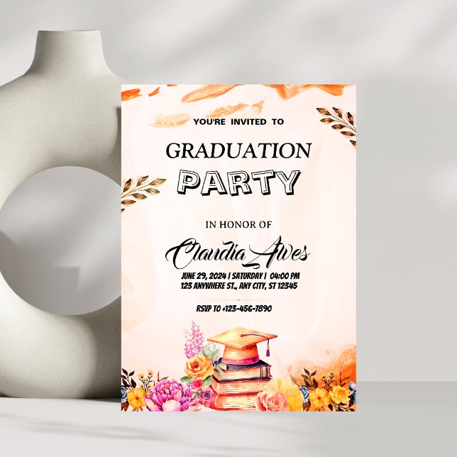Invitación Elegante fiesta de graduación floral (Subido por el creador)